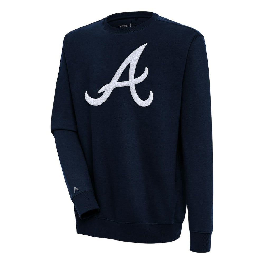 Atlanta Braves Antigua Victory Crewneck Chenille Pullover Sweatshirt - MLB