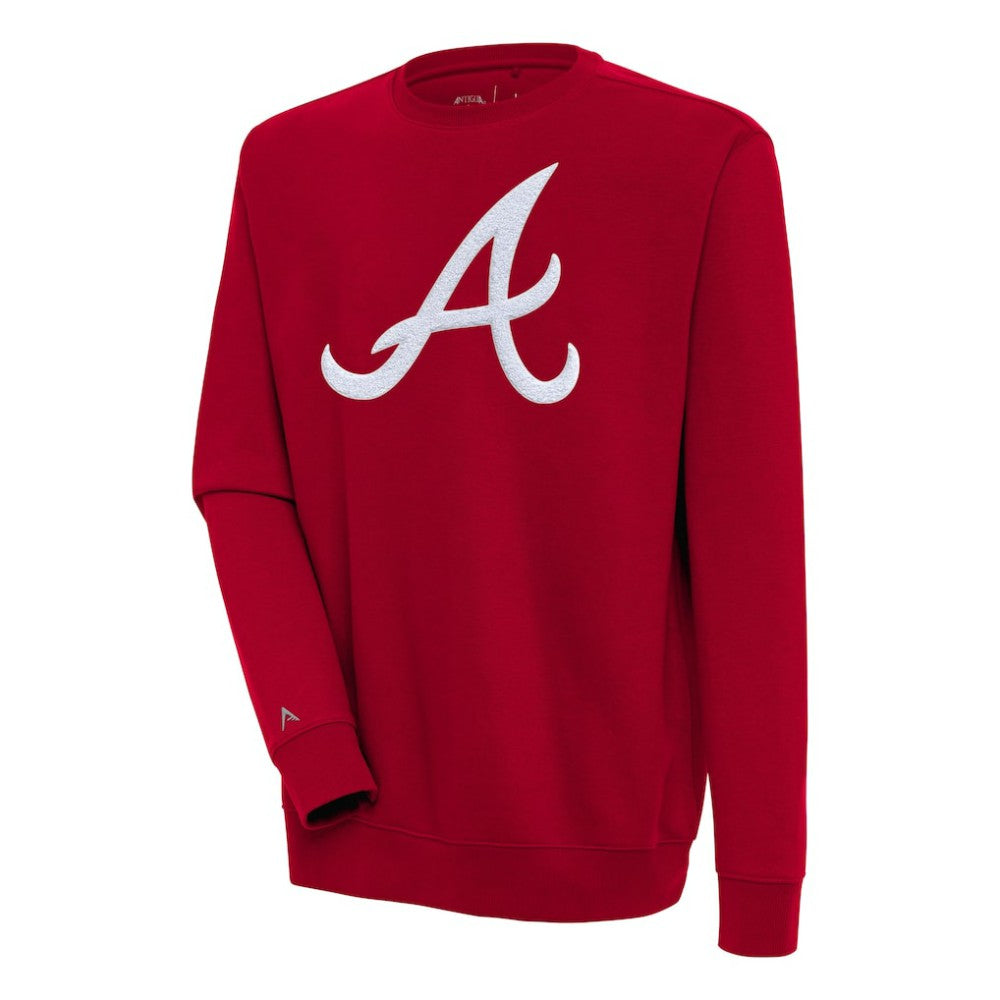Atlanta Braves Antigua Victory Crewneck Chenille Pullover Sweatshirt - MLB