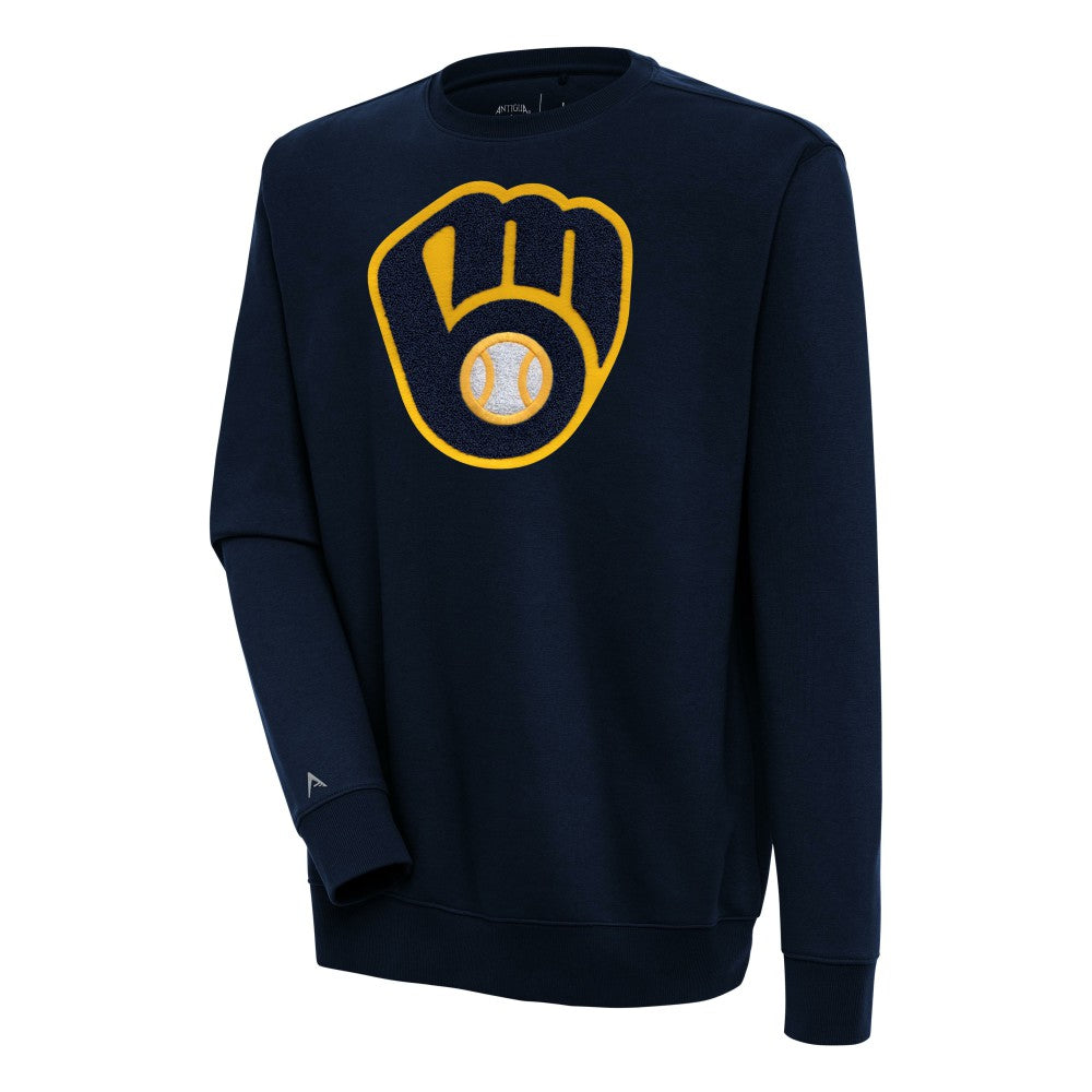 Milwaukee Brewers Antigua Victory Crewneck Chenille Pullover Sweatshirt - MLB