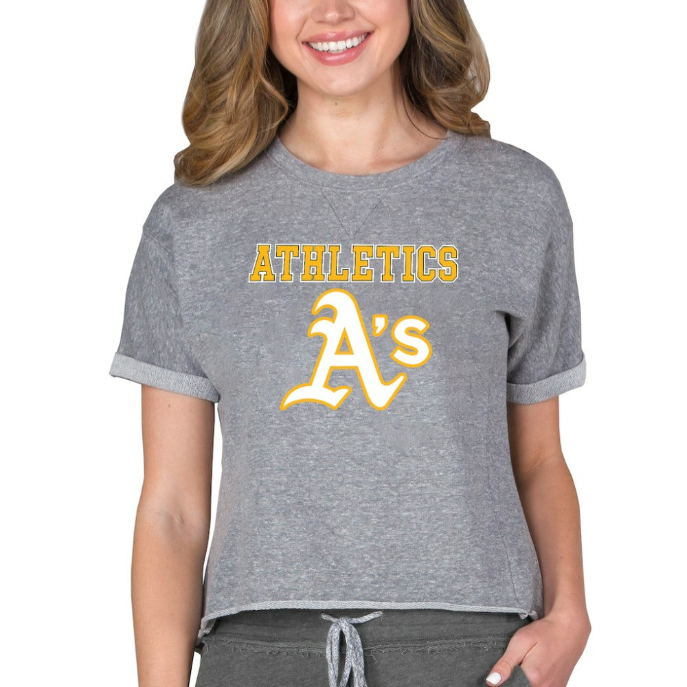 Athletics Concepts Sport Women's Tri-Blend Mainstream Terry Short Sleeve Sweatshirt Top - MLB