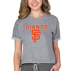 San Francisco Giants Concepts Sport Women's Tri-Blend Mainstream Terry Short Sleeve Sweatshirt Top - MLB