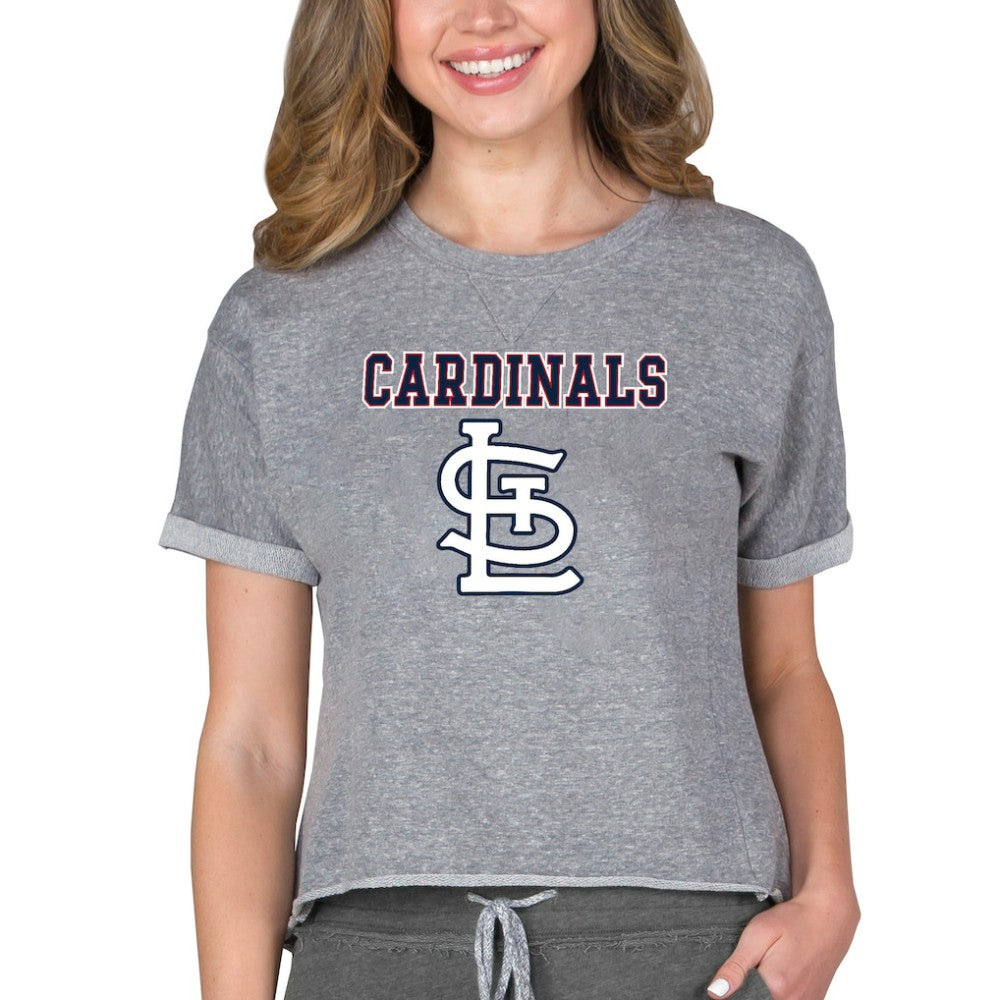 St. Louis Cardinals Concepts Sport Women's Tri-Blend Mainstream Terry Short Sleeve Sweatshirt Top - MLB