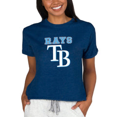 Tampa Bay Rays Concepts Sport Women's Tri-Blend Mainstream Terry Short Sleeve Sweatshirt Top - MLB
