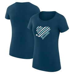 Seattle Kraken G-III 4Her by Carl Banks Women's Super-Slim Fit Lightweight Heart T-Shirt - Navy - NHL