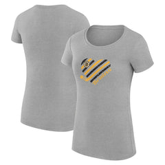 Boston Bruins G-III 4Her by Carl Banks Women's Super-Slim Fit Lightweight Heart T-Shirt - Heather Gray - NHL
