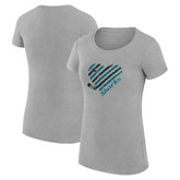 San Jose Sharks G-III 4Her by Carl Banks Women's Super-Slim Fit Lightweight Heart T-Shirt - Heather Gray - NHL