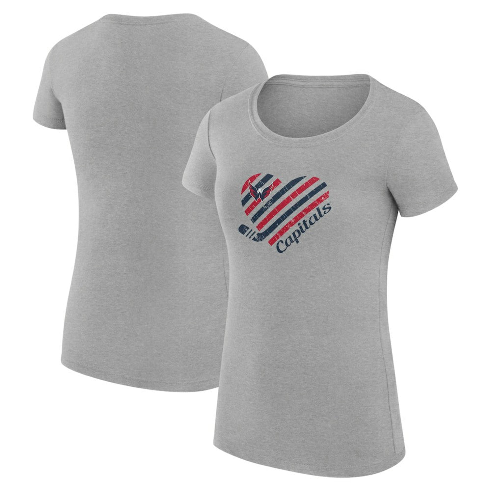 Washington Capitals G-III 4Her by Carl Banks Women's Super-Slim Fit Lightweight Heart T-Shirt - Heather Gray - NHL