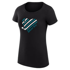 San Jose Sharks G-III 4Her by Carl Banks Women's Super-Slim Fit Lightweight Heart T-Shirt - Black - NHL