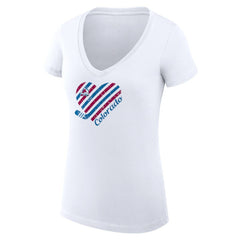 Colorado Avalanche G-III 4Her by Carl Banks Women's Super-Slim Fit Lightweight Heart V-Neck T-Shirt - White - NHL