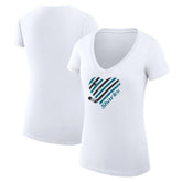 San Jose Sharks G-III 4Her by Carl Banks Women's Super-Slim Fit Lightweight Heart V-Neck T-Shirt - White - NHL