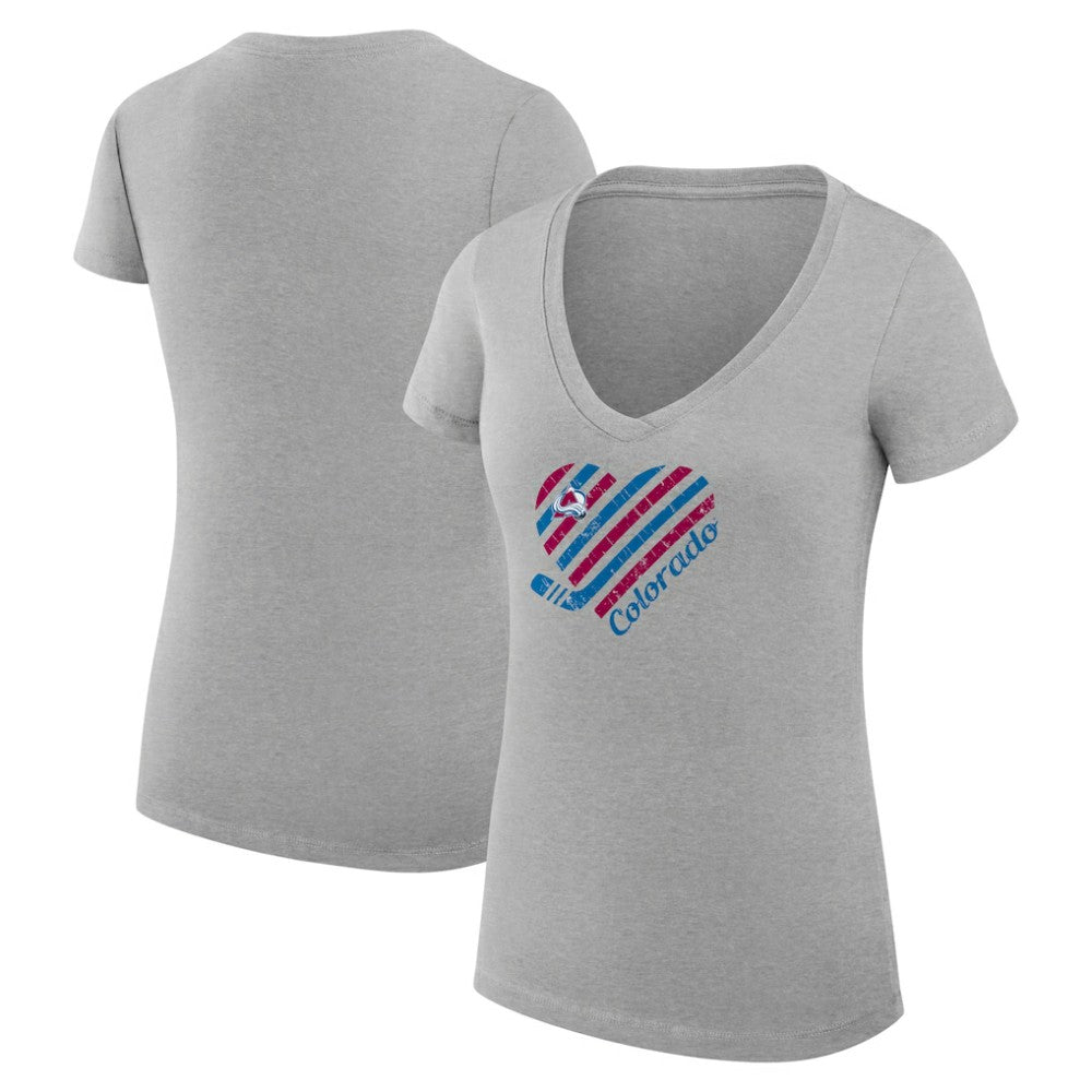 Colorado Avalanche G-III 4Her by Carl Banks Women's Super-Slim Fit Lightweight Heart V-Neck T-Shirt - Heather Gray - NHL