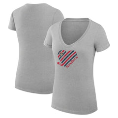 Florida Panthers G-III 4Her by Carl Banks Women's Super-Slim Fit Lightweight Heart V-Neck T-Shirt - Heather Gray - NHL
