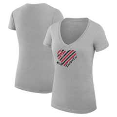 New Jersey Devils G-III 4Her by Carl Banks Women's Super-Slim Fit Lightweight Heart V-Neck T-Shirt - Heather Gray - NHL