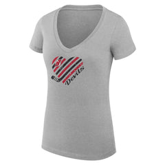 New Jersey Devils G-III 4Her by Carl Banks Women's Super-Slim Fit Lightweight Heart V-Neck T-Shirt - Heather Gray - NHL