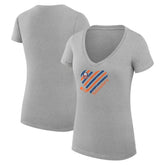 New York Islanders G-III 4Her by Carl Banks Women's Super-Slim Fit Lightweight Heart V-Neck T-Shirt - Heather Gray - NHL