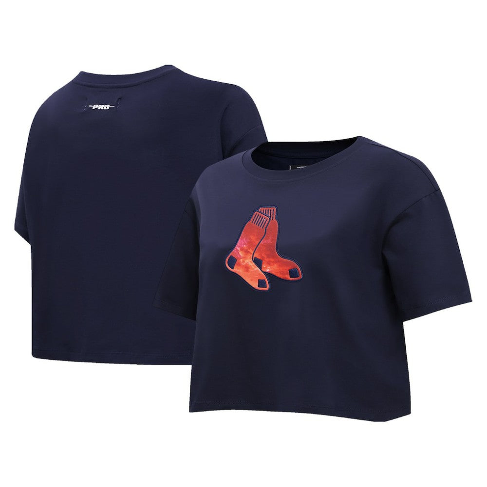 Boston Red Sox Pro Standard Women's Painted Sky Boxy Cropped T-Shirt - MLB