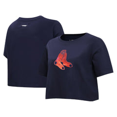 Boston Red Sox Pro Standard Women's Painted Sky Boxy Cropped T-Shirt - MLB