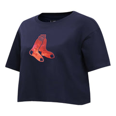 Boston Red Sox Pro Standard Women's Painted Sky Boxy Cropped T-Shirt - MLB