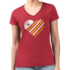 Kansas City Chiefs G-III 4Her by Carl Banks Women's Super-Slim Fit Lightweight Heart Graphic V-Neck T-Shirt Red | NFL