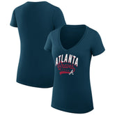 Atlanta Braves G-III 4Her by Carl Banks Women's Super-Slim Fit Lightweight Filigree Team V-Neck T-Shirt - MLB