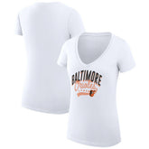 Baltimore Orioles G-III 4Her by Carl Banks Women's Super-Slim Fit Lightweight Filigree Team V-Neck T-Shirt - MLB