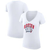 Boston Red Sox G-III 4Her by Carl Banks Women's Super-Slim Fit Lightweight Filigree Team V-Neck T-Shirt - MLB