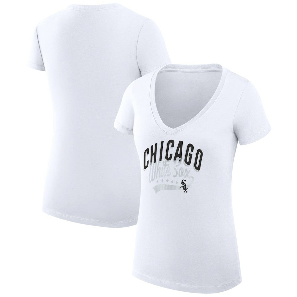 Chicago White Sox G-III 4Her by Carl Banks Women's Super-Slim Fit Lightweight Filigree Team V-Neck T-Shirt - MLB