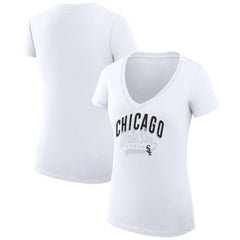 Chicago White Sox G-III 4Her by Carl Banks Women's Super-Slim Fit Lightweight Filigree Team V-Neck T-Shirt - MLB