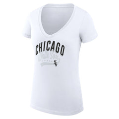 Chicago White Sox G-III 4Her by Carl Banks Women's Super-Slim Fit Lightweight Filigree Team V-Neck T-Shirt - MLB