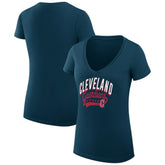 Cleveland Guardians G-III 4Her by Carl Banks Women's Super-Slim Fit Lightweight Filigree Team V-Neck T-Shirt - MLB