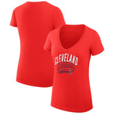 Cleveland Guardians G-III 4Her by Carl Banks Women's Super-Slim Fit Lightweight Filigree Team V-Neck T-Shirt - MLB