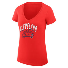 Cleveland Guardians G-III 4Her by Carl Banks Women's Super-Slim Fit Lightweight Filigree Team V-Neck T-Shirt - MLB
