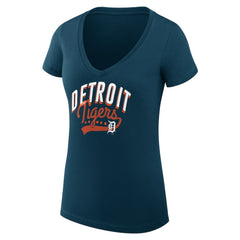 Detroit Tigers G-III 4Her by Carl Banks Women's Super-Slim Fit Lightweight Filigree Team V-Neck T-Shirt - MLB