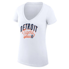 Detroit Tigers G-III 4Her by Carl Banks Women's Super-Slim Fit Lightweight Filigree Team V-Neck T-Shirt - MLB