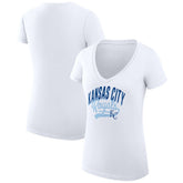 Kansas City Royals G-III 4Her by Carl Banks Women's Super-Slim Fit Lightweight Filigree Team V-Neck T-Shirt - MLB