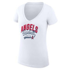Los Angeles Angels G-III 4Her by Carl Banks Women's Super-Slim Fit Lightweight Filigree Team V-Neck T-Shirt - MLB