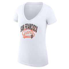 San Francisco Giants G-III 4Her by Carl Banks Women's Super-Slim Fit Lightweight Filigree Team V-Neck T-Shirt - MLB