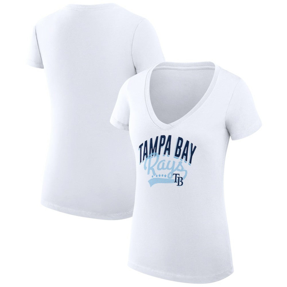 Tampa Bay Rays G-III 4Her by Carl Banks Women's Super-Slim Fit Lightweight Filigree Team V-Neck T-Shirt - MLB