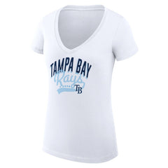 Tampa Bay Rays G-III 4Her by Carl Banks Women's Super-Slim Fit Lightweight Filigree Team V-Neck T-Shirt - MLB