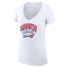 Washington Nationals G-III 4Her by Carl Banks Women's Super-Slim Fit Lightweight Filigree Team V-Neck T-Shirt - MLB