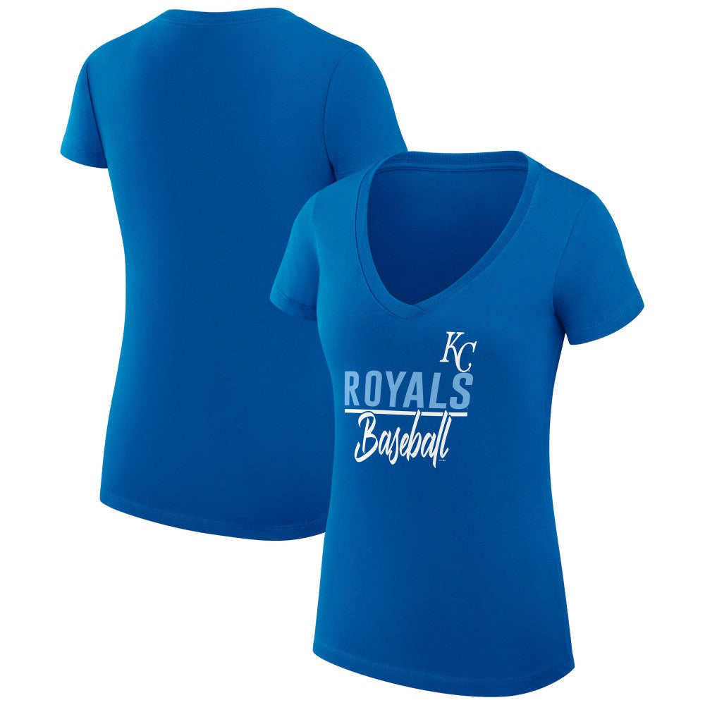 Kansas City Royals G-III 4Her by Carl Banks Women's Super-Slim Fit Lightweight Team Graphic V-Neck T-Shirt - MLB