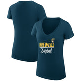 Milwaukee Brewers G-III 4Her by Carl Banks Women's Super-Slim Fit Lightweight Team Graphic V-Neck T-Shirt - MLB