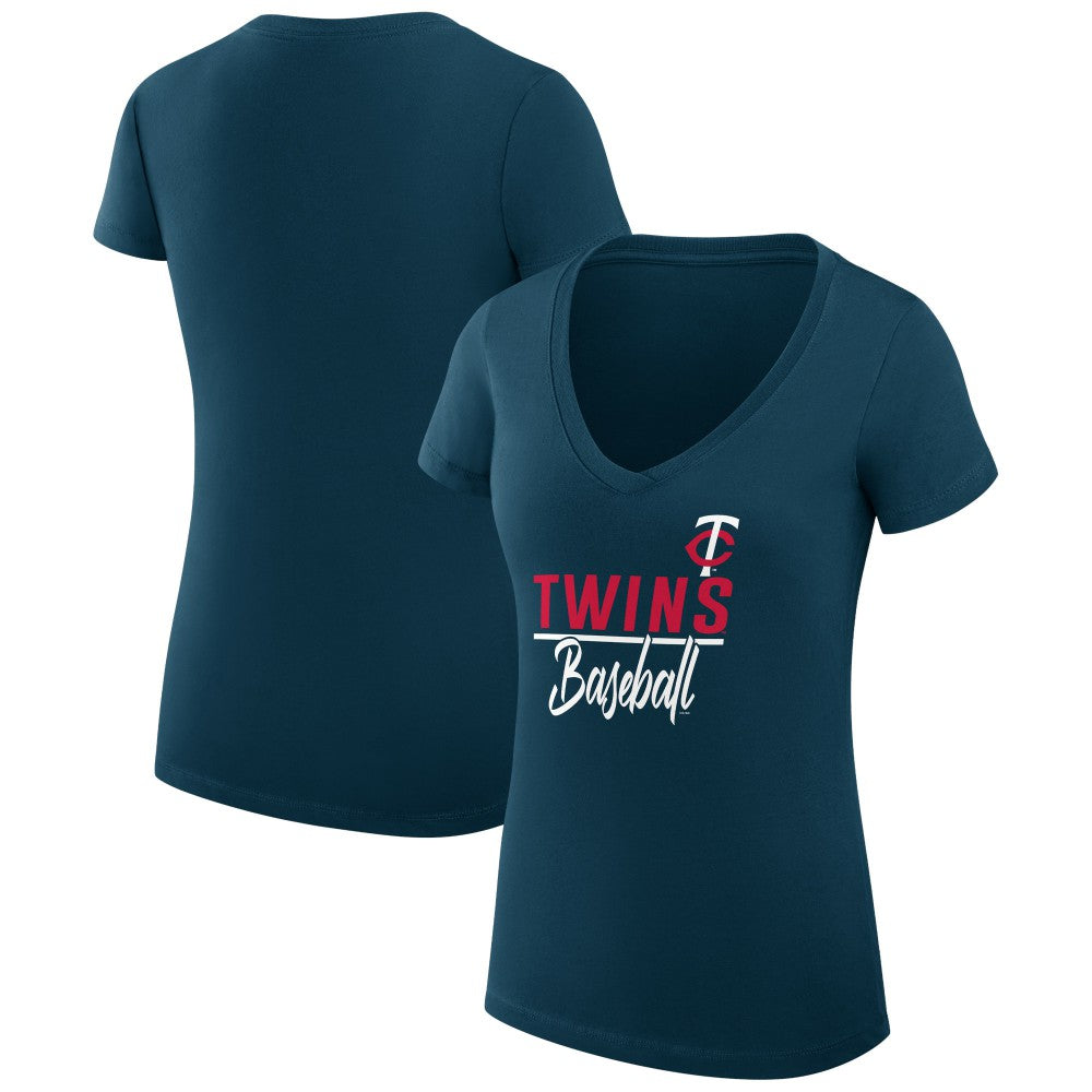 Minnesota Twins G-III 4Her by Carl Banks Women's Super-Slim Fit Lightweight Team Graphic V-Neck T-Shirt - MLB