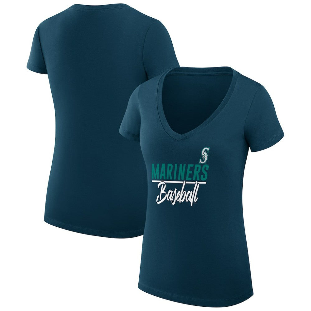 Seattle Mariners G-III 4Her by Carl Banks Women's Super-Slim Fit Lightweight Team Graphic V-Neck T-Shirt - MLB