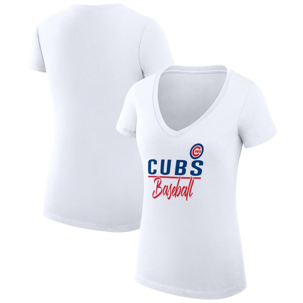 Chicago Cubs G-III 4Her by Carl Banks Women's Super-Slim Fit Lightweight Team Graphic V-Neck T-Shirt - MLB