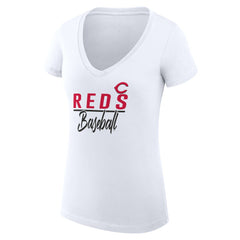 Cincinnati Reds G-III 4Her by Carl Banks Women's Super-Slim Fit Lightweight Team Graphic V-Neck T-Shirt - MLB