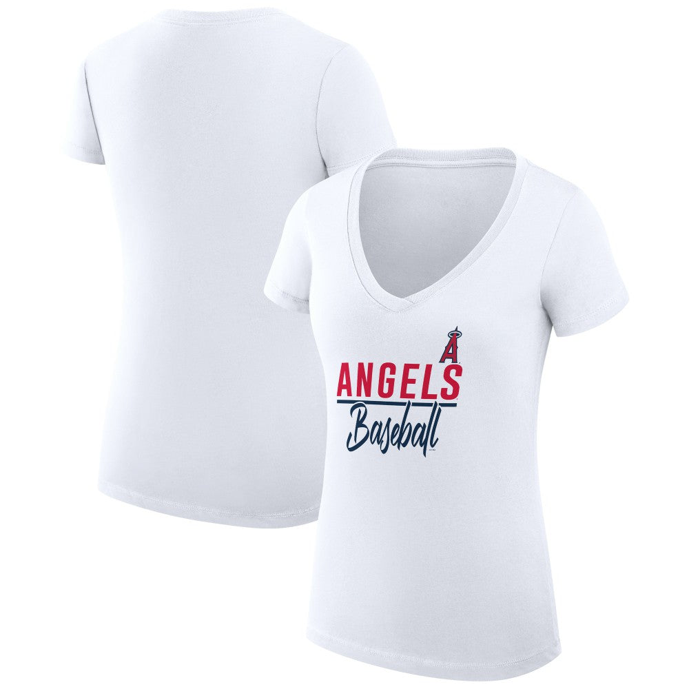 Los Angeles Angels G-III 4Her by Carl Banks Women's Super-Slim Fit Lightweight Team Graphic V-Neck T-Shirt - MLB