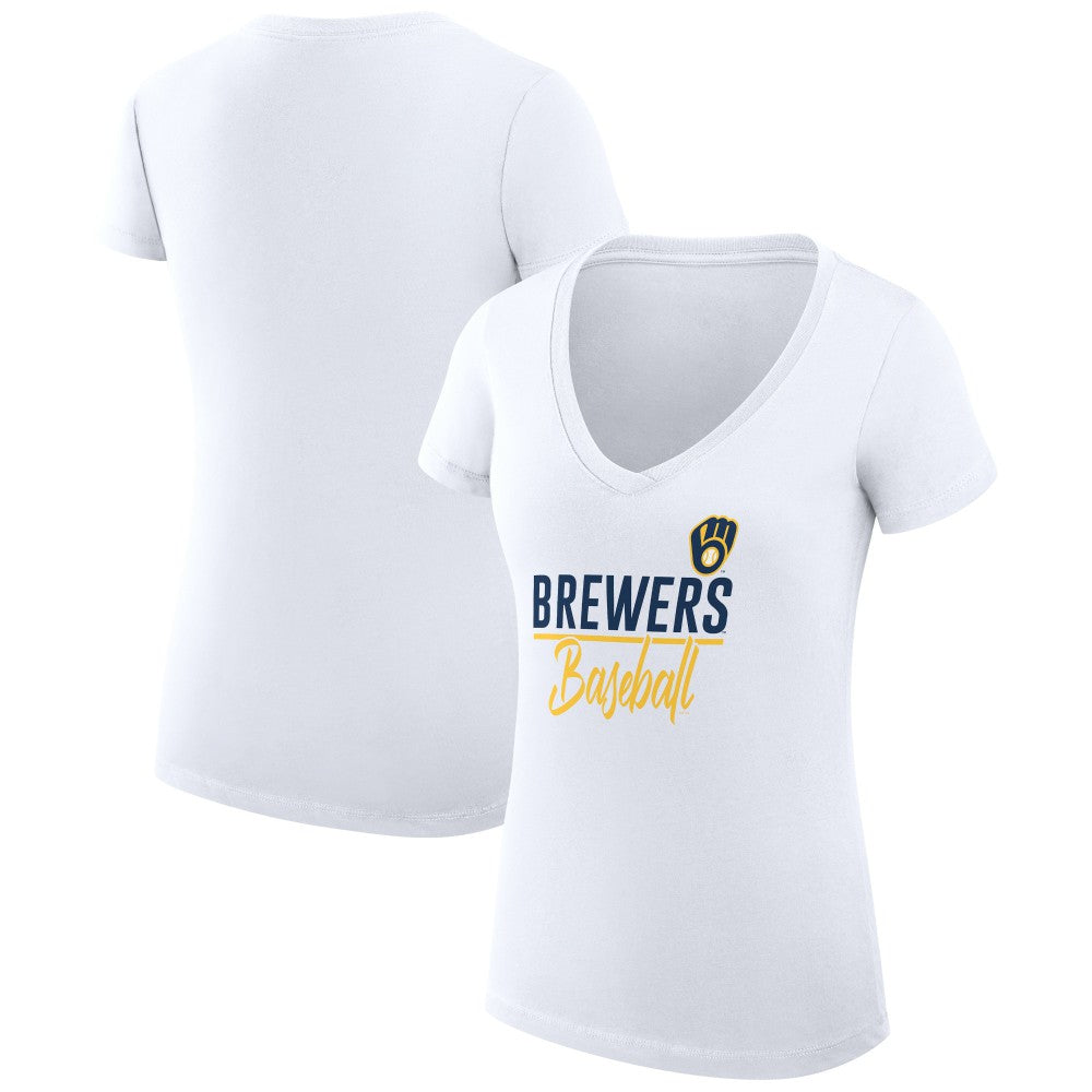 Milwaukee Brewers G-III 4Her by Carl Banks Women's Super-Slim Fit Lightweight Team Graphic V-Neck T-Shirt - MLB
