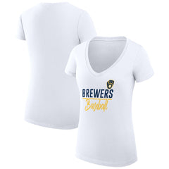 Milwaukee Brewers G-III 4Her by Carl Banks Women's Super-Slim Fit Lightweight Team Graphic V-Neck T-Shirt - MLB