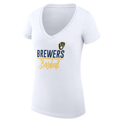 Milwaukee Brewers G-III 4Her by Carl Banks Women's Super-Slim Fit Lightweight Team Graphic V-Neck T-Shirt - MLB